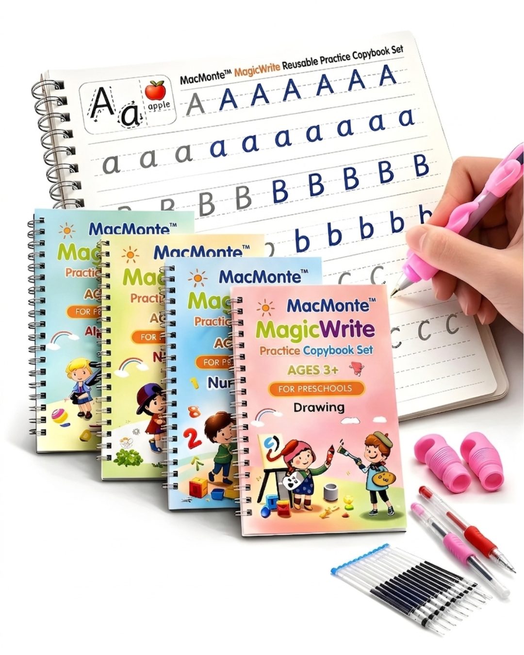 MacMonte™ MagicWrite Reusable Practice Copybook 4 Set