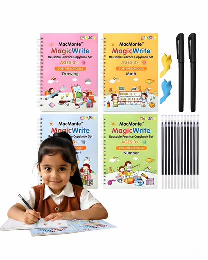 MacMonte™ MagicWrite Reusable Practice Copybook 4 Set