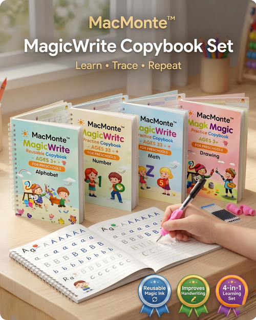 MacMonte™ MagicWrite Reusable Practice Copybook 4 Set
