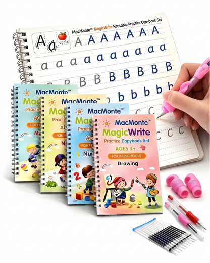 MacMonte™ MagicWrite Reusable Practice Copybook 4 Set