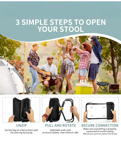 🪑✨ ZipSeat™ Zipper Folding Stool – Your Pocket-Sized Power Chair for Every Adventure! 🎒💪