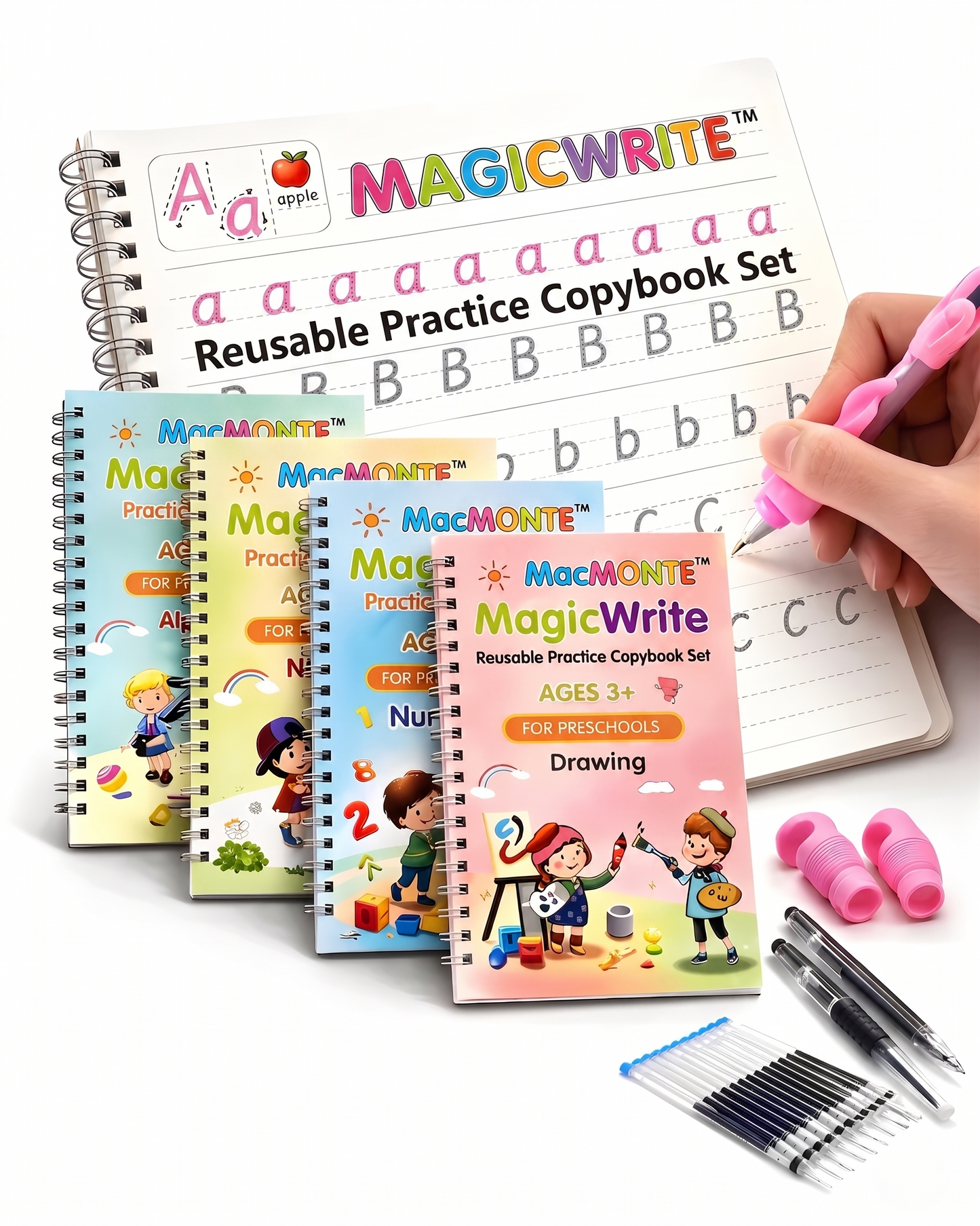 MacMonte™ MagicWrite Reusable Practice Copybook 4 Set
