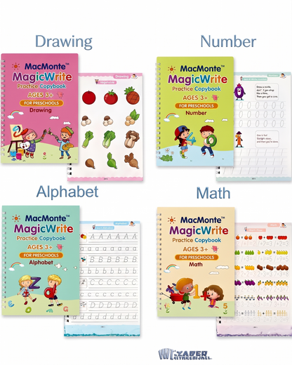 MacMonte™ MagicWrite Reusable Practice Copybook 4 Set